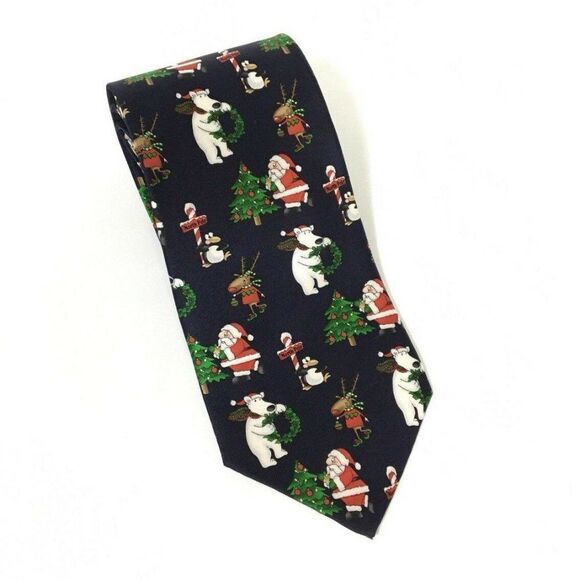 Hallmark Other - Christmas Tie Santa Tree Polar Bears North Pole